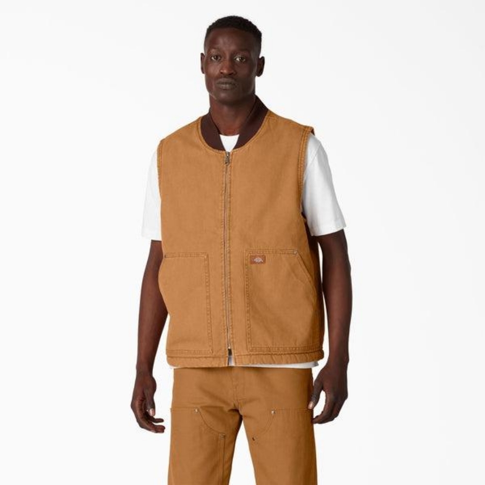 Dickies Stonewashed Vest sz XL Stonewashed Brown With Cozy Lining New withTags